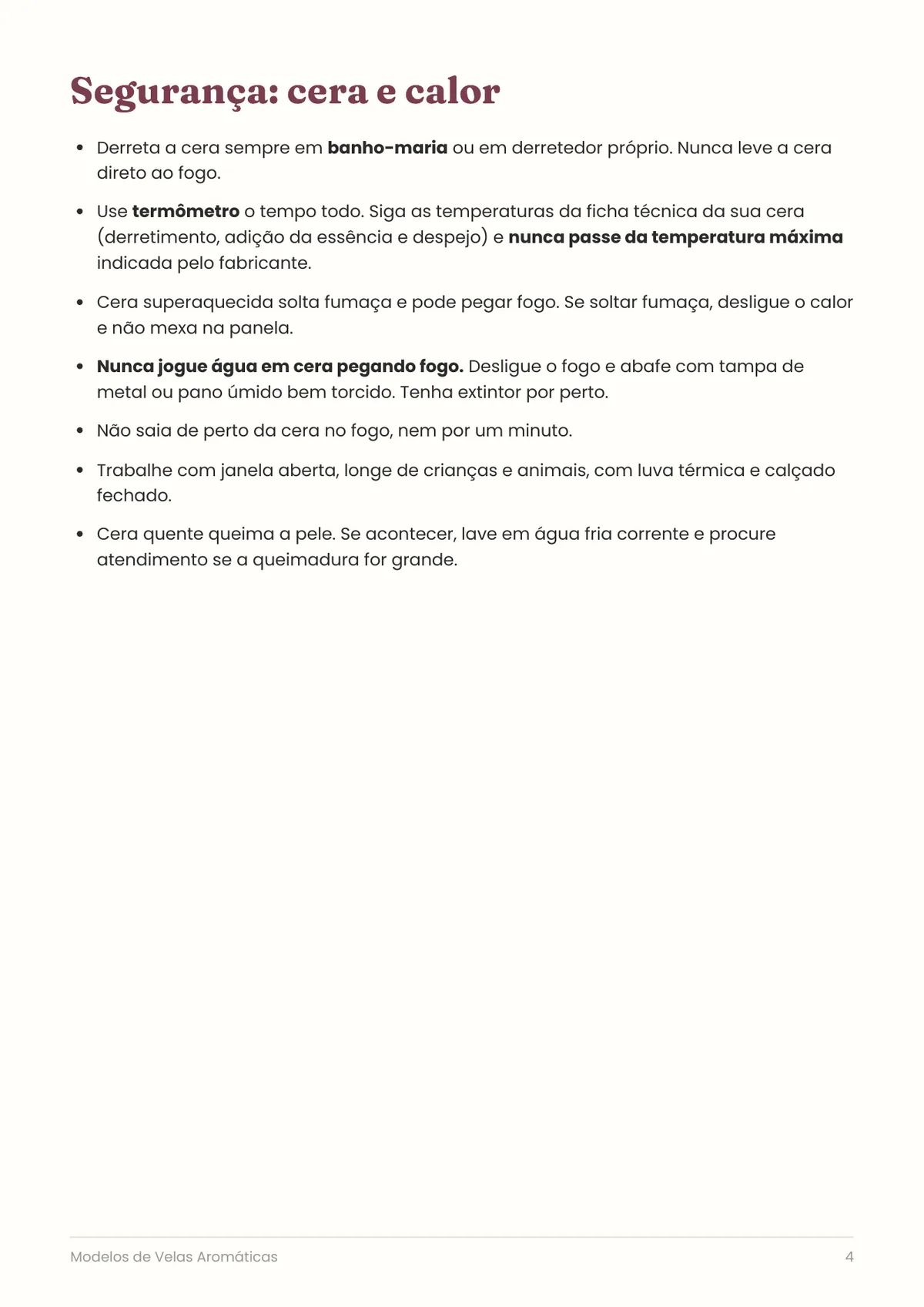 Página real do PDF 60 Modelos de Velas Aromáticas: página de segurança